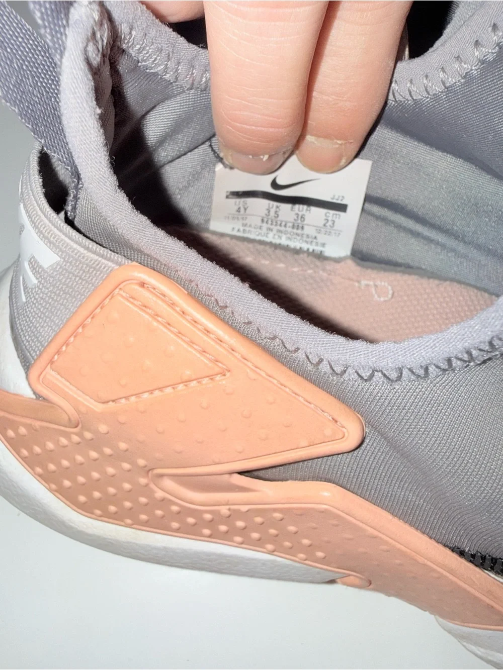 Nike Kids Gray and Peach Slip-On Sneakers